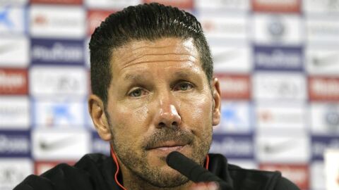 El 'Cholo' Simeone, entrenador del Atl&eacute;tico de Madrid, durante una rueda de prensa