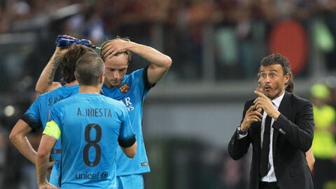 Luis Enrique, durante el partido contra la Roma