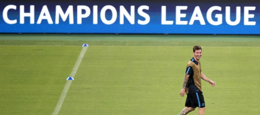 Messi, durante el entrenamiento del Barcelona en Roma Messi, durante el entrenamiento del Barcelona en Roma