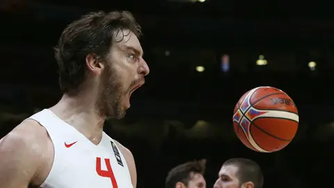 Pau Gasol celebra una canasta contra Francia Pau Gasol celebra una canasta contra Francia