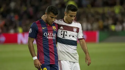 Rafinha y Thiago Alcántara, durante un Barça-Bayern Rafinha y Thiago Alcántara, durante un Barça-Bayern