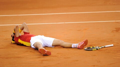 Rafa Nadal, durante un encuentro de la Copa Davis