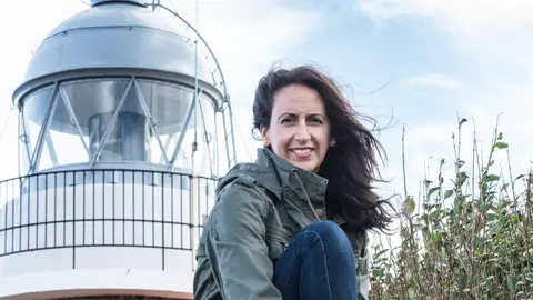 María Oruña en el Faro de Suances María Oruña en el Faro de Suances