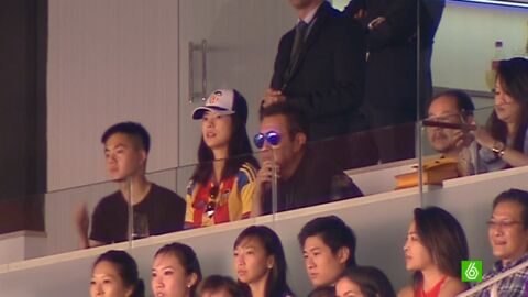 Peter Lim, en el palco de Mestalla