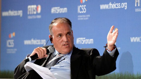 Javier Tebas, durante una intervenci&oacute;n