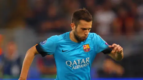 Jordi Alba, durante un partido con el F.C Barcelona Jordi Alba, durante un partido con el F.C Barcelona