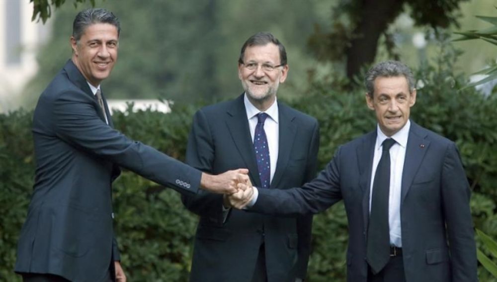 Xavier García Albiol, Mariano Rajoy y Nicolas Sarkozy 