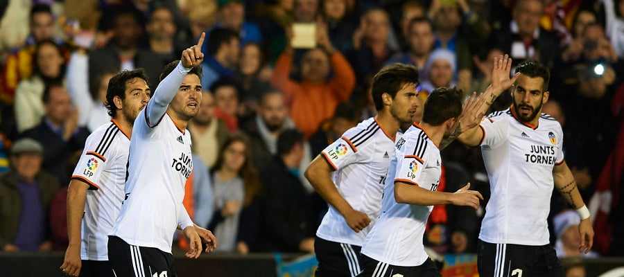 El Valencia celebrando un gol El Valencia celebrando un gol