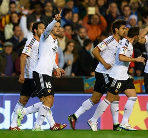 El Valencia celebrando un gol El Valencia celebrando un gol