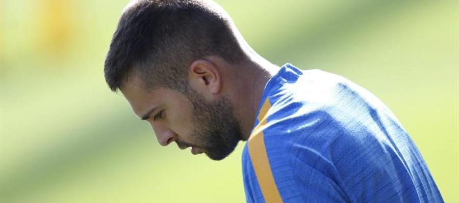 Jordi Alba durante un entrenamiento Jordi Alba durante un entrenamiento