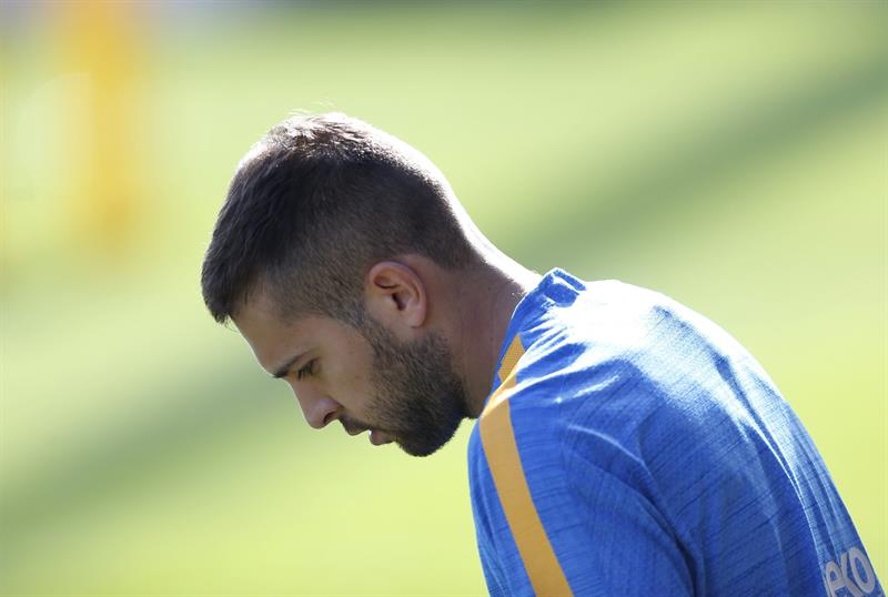 Jordi Alba y Bravo se ejercitan de cara a la Champions Jordi Alba y Bravo se ejercitan de cara a la Champions