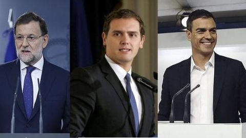 Mariano Rajoy, Albert Rivera y Pedro S&aacute;nchez