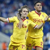 Halilovic celebra un gol con el Sporting Halilovic celebra un gol con el Sporting