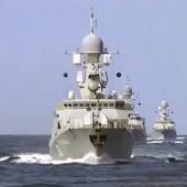 Buque ruso operando en el mar Caspio