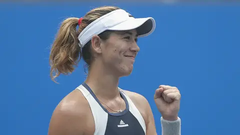 Garbiñe Muguruza celebra su triunfo sobre Falconi Garbiñe Muguruza celebra su triunfo sobre Falconi