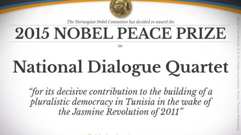 Nobel de la Paz para el Cuarteto para el Di&aacute;logo Nacional en T&uacute;nez
