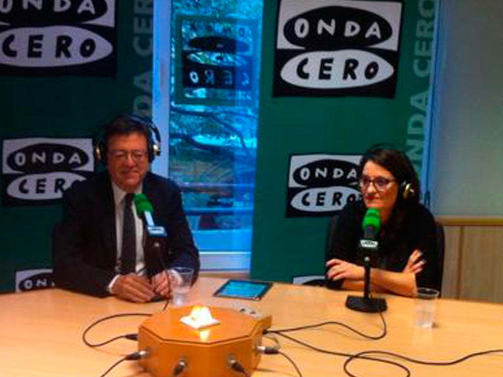 Carlos Alsina entrevista a Ximo Puig y Mónica Oltra en ‘Más de uno’ con motivo del 9 d'octubre Carlos Alsina entrevista a Ximo Puig y Mónica Oltra en ‘Más de uno’ con motivo del 9 d'octubre
