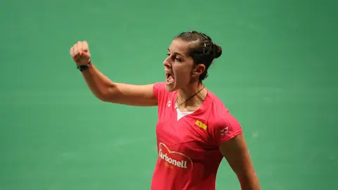 Carolina Marín celebrando un punto Carolina Marín celebrando un punto