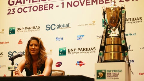 Garbi&ntilde;e Muguruza, en una rueda de prensa