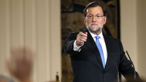 El presidente del Gobierno, Mariano Rajoy, en una rueda de prenda en La Moncloa.