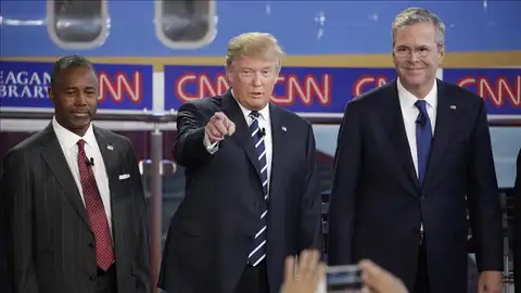 Carson, Trump y Bush en el debate republicano. Carson, Trump y Bush en el debate republicano.