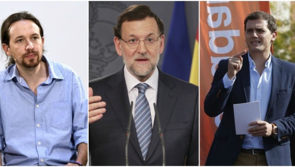 Pablo Iglesias, Mariano Rajoy y Albert Rivera