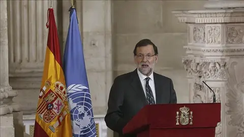 Mariano Rajoy, durante su intervención en el acto solemne que se celebra para conmemorar el 70 aniversario de la ONU Mariano Rajoy, durante su intervención en el acto solemne que se celebra para conmemorar el 70 aniversario de la ONU
