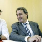 El coordinador general de CDC, Josep Rull, y el presidente del partido, Artur Mas