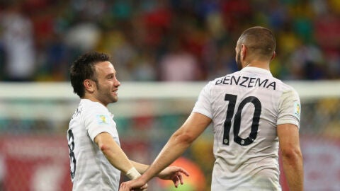 Benzema y Valbuena, en un partido con Francia