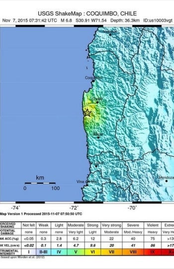 Un seísmo de 6,8 grados de magnitud sacude el centro de Chile Un seísmo de 6,8 grados de magnitud sacude el centro de Chile