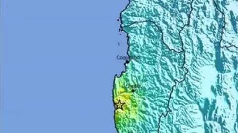Imagen del USGS que muestra el epicentro del terremoto Imagen del USGS que muestra el epicentro del terremoto