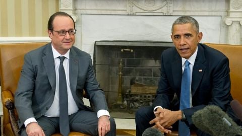 El presidente franc&eacute;s, Fran&ccedil;ois Hollande, y su hom&oacute;logo estadounidense, Barack Obama