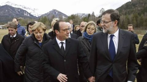 Angela Merkel, Fran&ccedil;ois Hollande y Mariano Rajoy