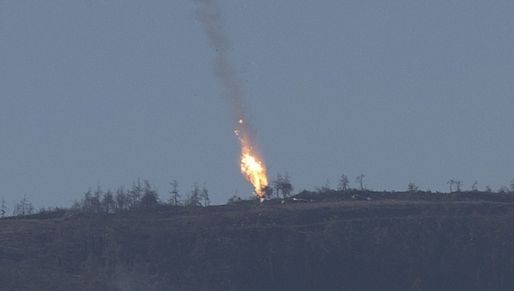 Imagen de la explosión del avión en Turquía. 