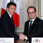 El presidente francés, François Hollande, y su homólogo italiano, Matteo Renzi