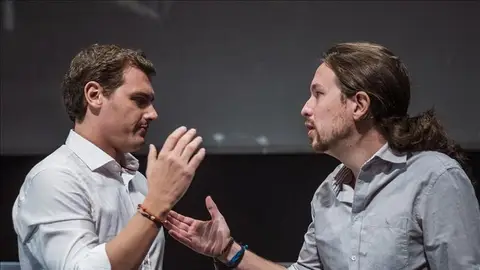 Albert Rivera y Pablo Iglesias, tras un debate Albert Rivera y Pablo Iglesias, tras un debate