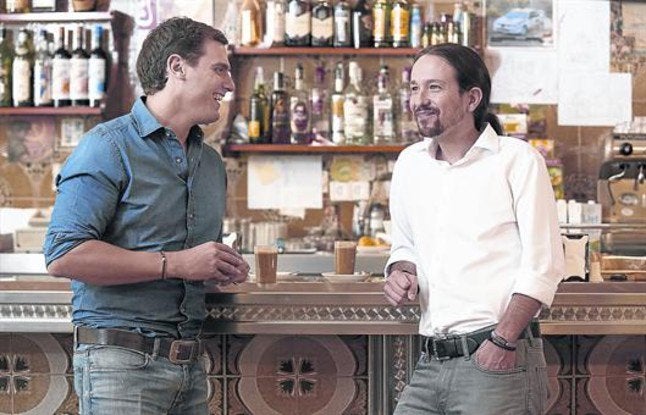 Iglesias y Rivera hablan con Alsina antes del debate con los estudiantes Iglesias y Rivera hablan con Alsina antes del debate con los estudiantes
