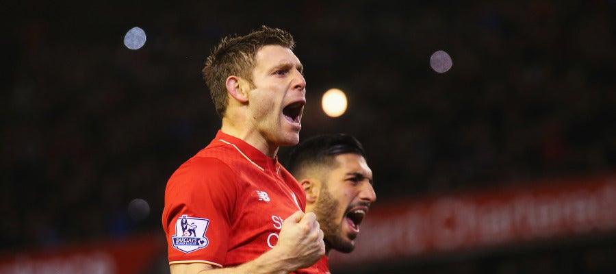 James Milner celebra un gol frente al Swansea James Milner celebra un gol frente al Swansea