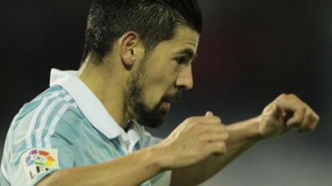 Nolito celebra su gol frente al Sporting