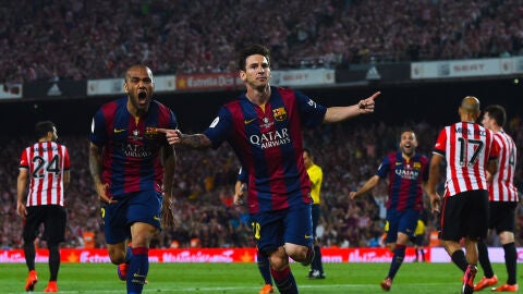 Messi celebra el gol ante el Athletic en la final de la Copa del Rey