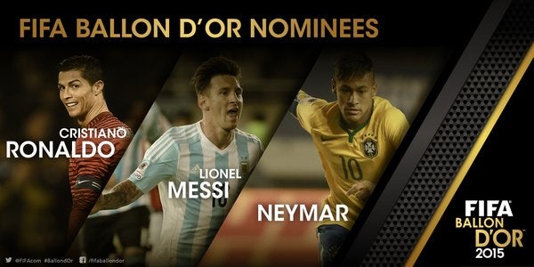 Messi, Cristiano y Neymar, finalistas al Balón de Oro Messi, Cristiano y Neymar, finalistas al Balón de Oro