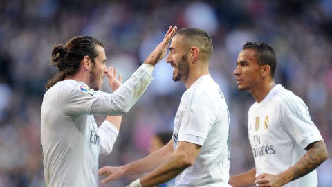 Los jugadores del Real Madrid celebran uno de los goles ante el Getafe