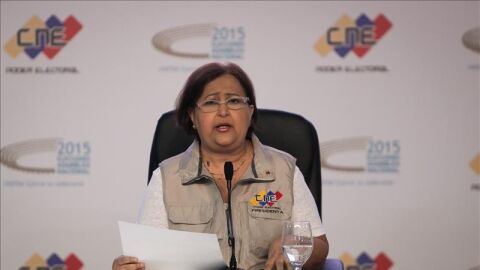 La presidenta del Consejo Nacional Electoral (CNE) de Venezuela, Tibisay Lucena