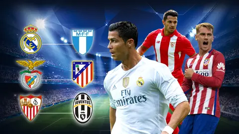 Imagen partidos Champions Real Madrid - Malmö, Benfica - Atlético de Madrid y Sevilla - Juventus