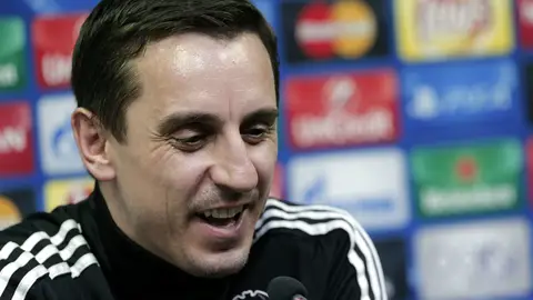 Gary Neville, durante la rueda de prensa del Valencia Gary Neville, durante la rueda de prensa del Valencia