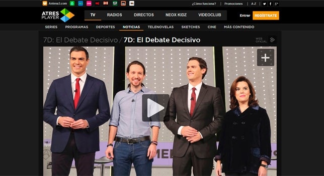 El '7d, El Debate Decisivo', récord histórico de un directo en Atresplayer El '7d, El Debate Decisivo', récord histórico de un directo en Atresplayer