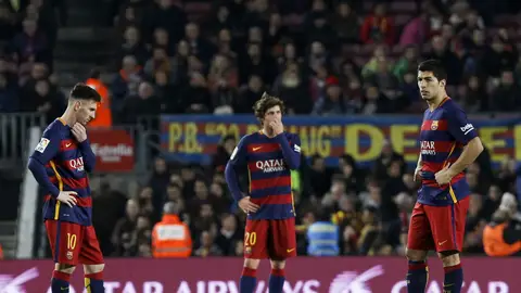 Los jugadores del Barcelona, contrariados Los jugadores del Barcelona, contrariados