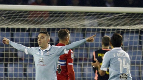 Iago Aspas celebra su gol contra el Espanyol