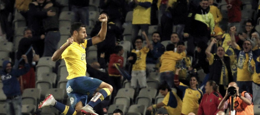 David García celebra el 3-2 definitivo ante el Eibar