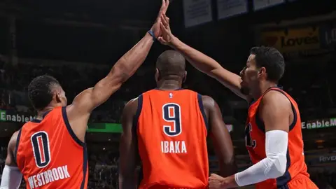 Ibaka y Westbrook, en el partido ante los Heat Ibaka y Westbrook, en el partido ante los Heat